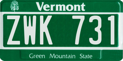VT license plate ZWK731