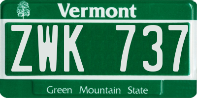 VT license plate ZWK737