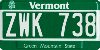 VT license plate ZWK738