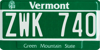 VT license plate ZWK740