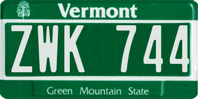 VT license plate ZWK744