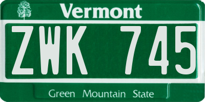 VT license plate ZWK745
