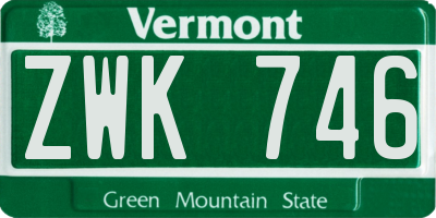 VT license plate ZWK746
