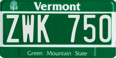 VT license plate ZWK750