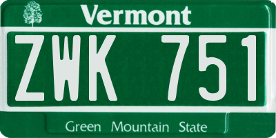 VT license plate ZWK751