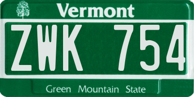 VT license plate ZWK754