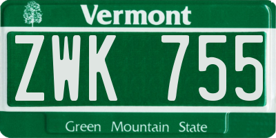VT license plate ZWK755