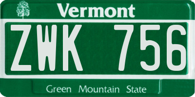 VT license plate ZWK756