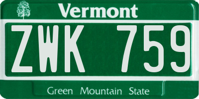 VT license plate ZWK759