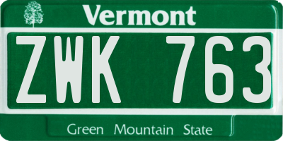 VT license plate ZWK763