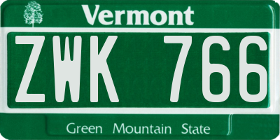 VT license plate ZWK766