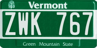 VT license plate ZWK767