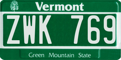 VT license plate ZWK769