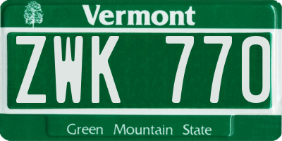 VT license plate ZWK770