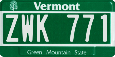 VT license plate ZWK771