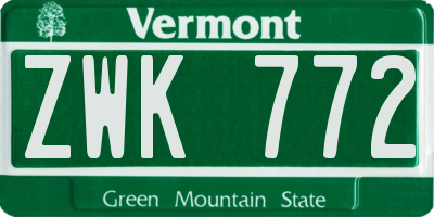 VT license plate ZWK772
