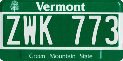 VT license plate ZWK773