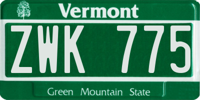 VT license plate ZWK775