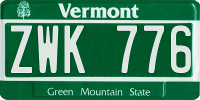 VT license plate ZWK776