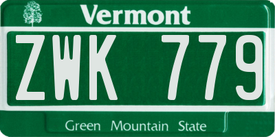 VT license plate ZWK779