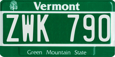 VT license plate ZWK790