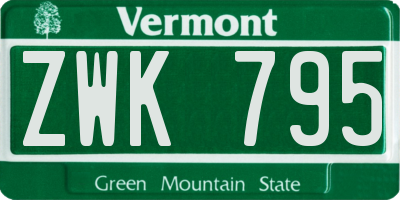 VT license plate ZWK795