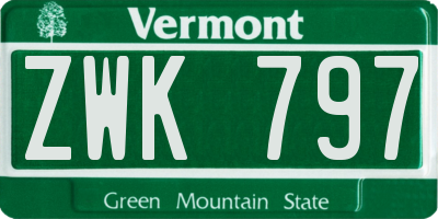 VT license plate ZWK797