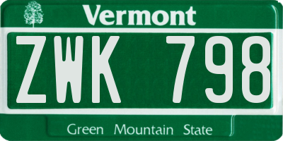 VT license plate ZWK798