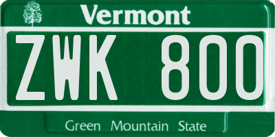 VT license plate ZWK800