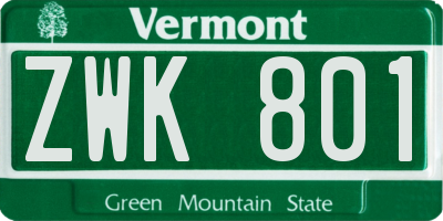 VT license plate ZWK801