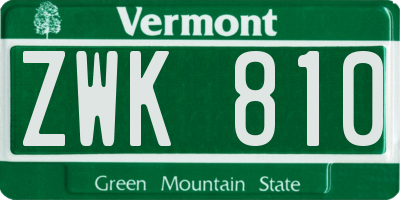 VT license plate ZWK810