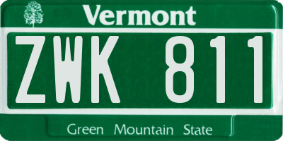 VT license plate ZWK811