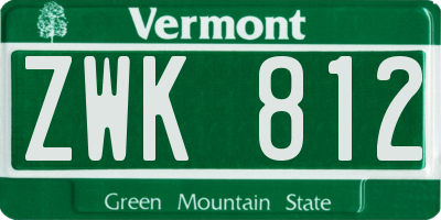 VT license plate ZWK812