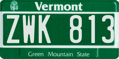 VT license plate ZWK813