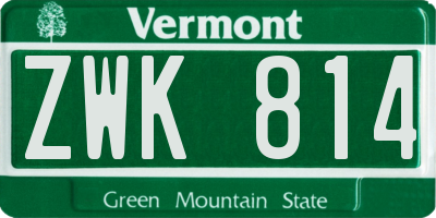 VT license plate ZWK814