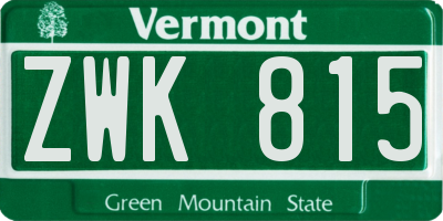 VT license plate ZWK815