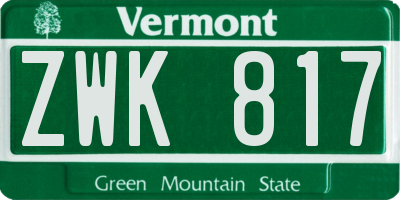 VT license plate ZWK817