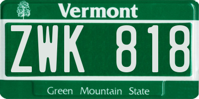 VT license plate ZWK818