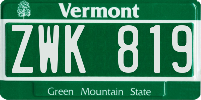 VT license plate ZWK819