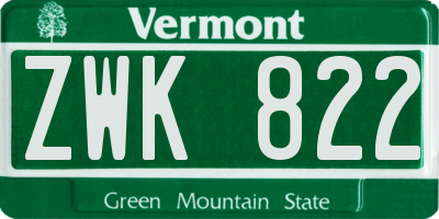 VT license plate ZWK822