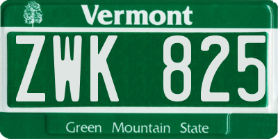VT license plate ZWK825