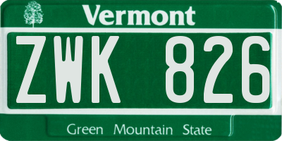 VT license plate ZWK826