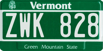 VT license plate ZWK828