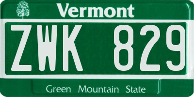 VT license plate ZWK829