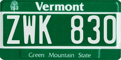 VT license plate ZWK830