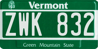 VT license plate ZWK832