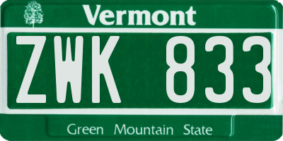 VT license plate ZWK833