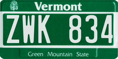 VT license plate ZWK834