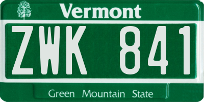 VT license plate ZWK841