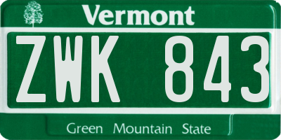 VT license plate ZWK843